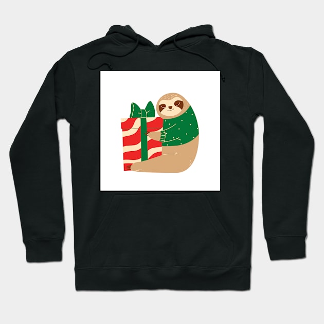 Christmas Otters Hug Present Hoodie by Art by Ergate